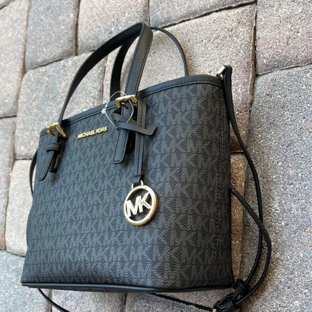 Michael Kors Jet Set Travel XS Carryall Tote Top Zip Tote Black - Picture 4 of 16